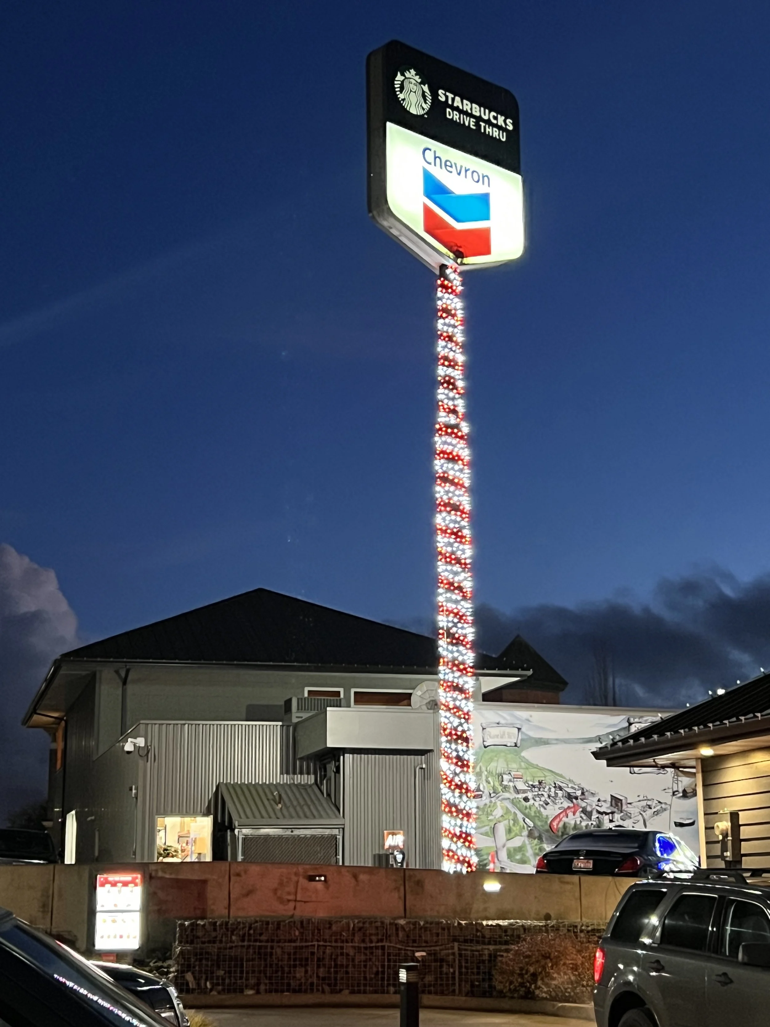 Cali wrapped style Chevron gas station post