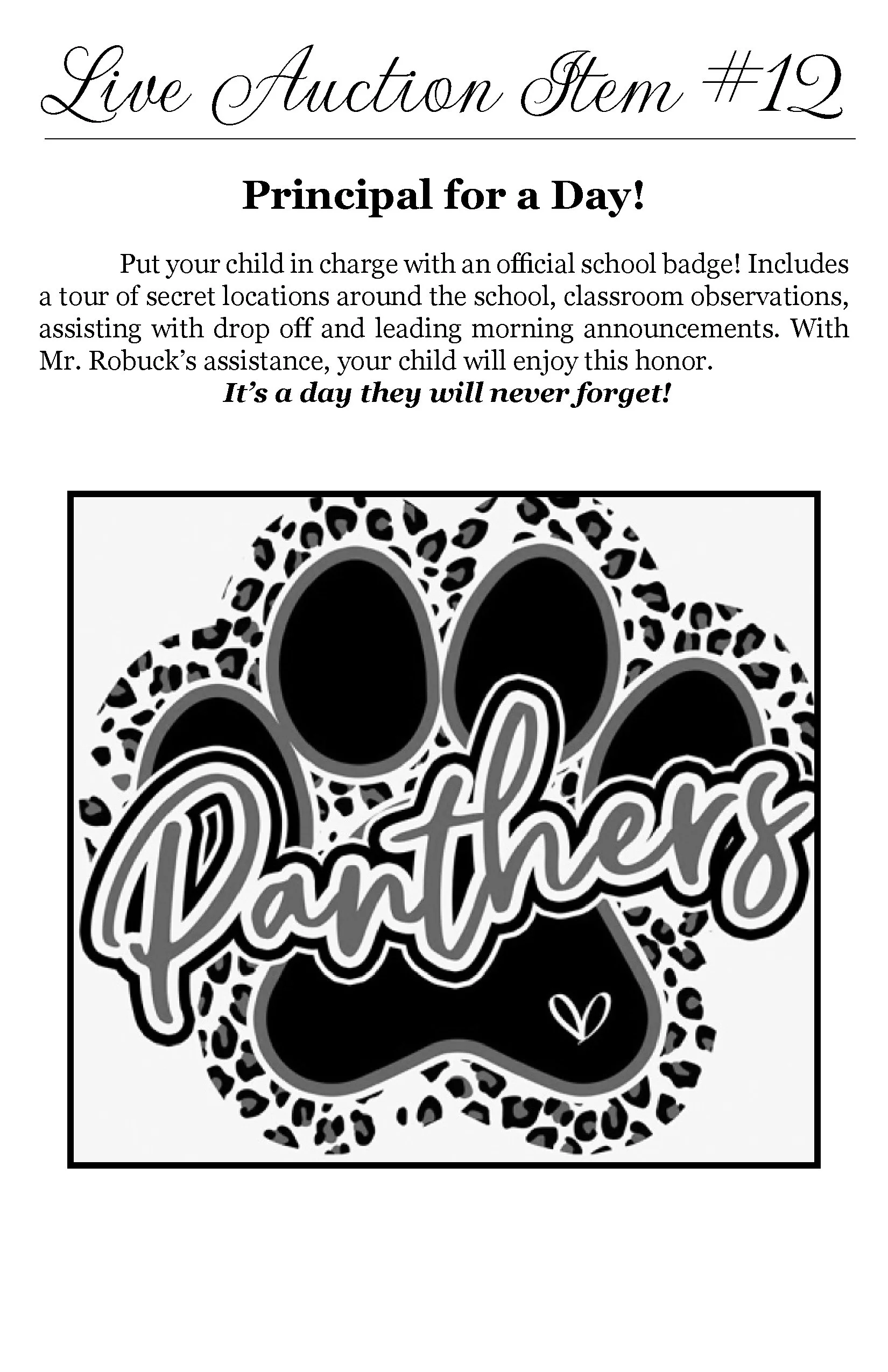 Black and white flyer for a Mother's Day event with a leopard print dog paw print and the words 'Happy Mother's' in stylized lettering.