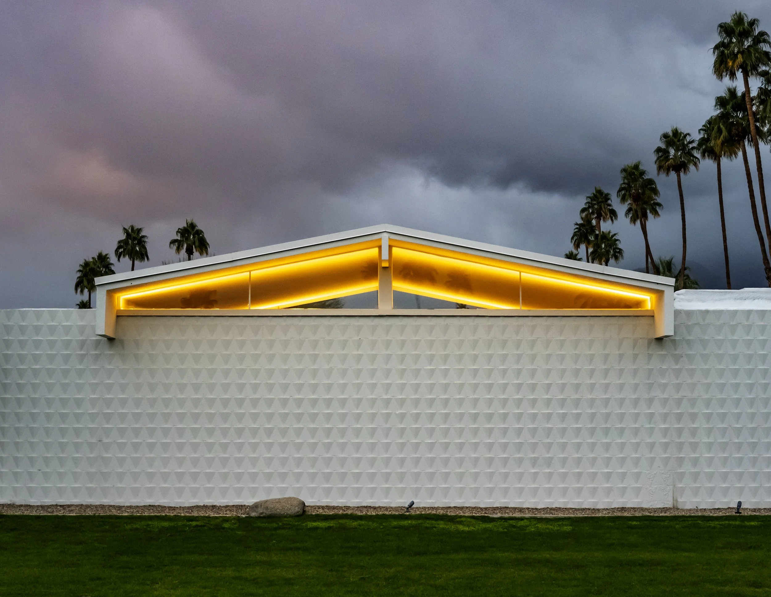 Midcentury roof illuminated, Palm Springs