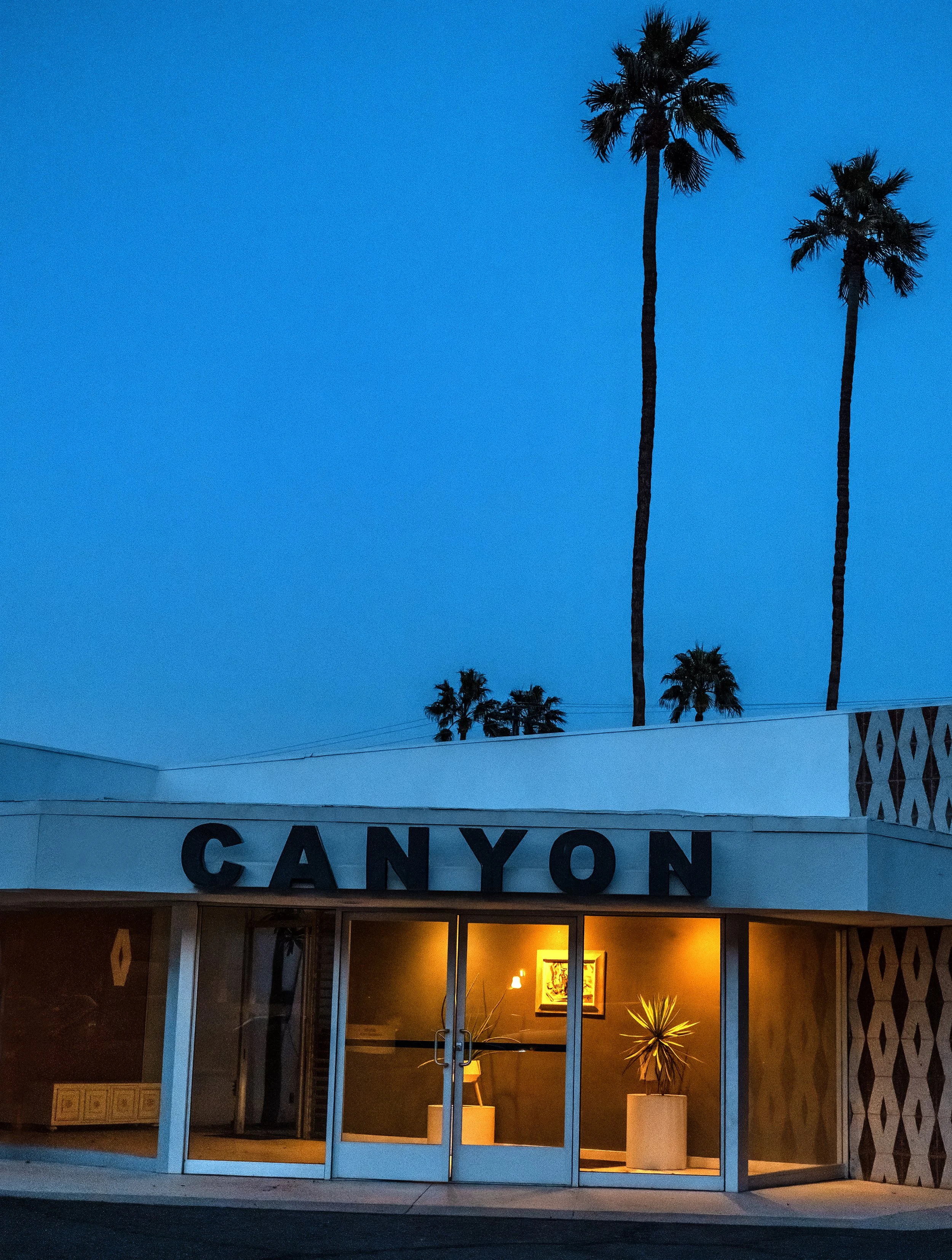 Canyon Hotel, dusk, Palm Springs