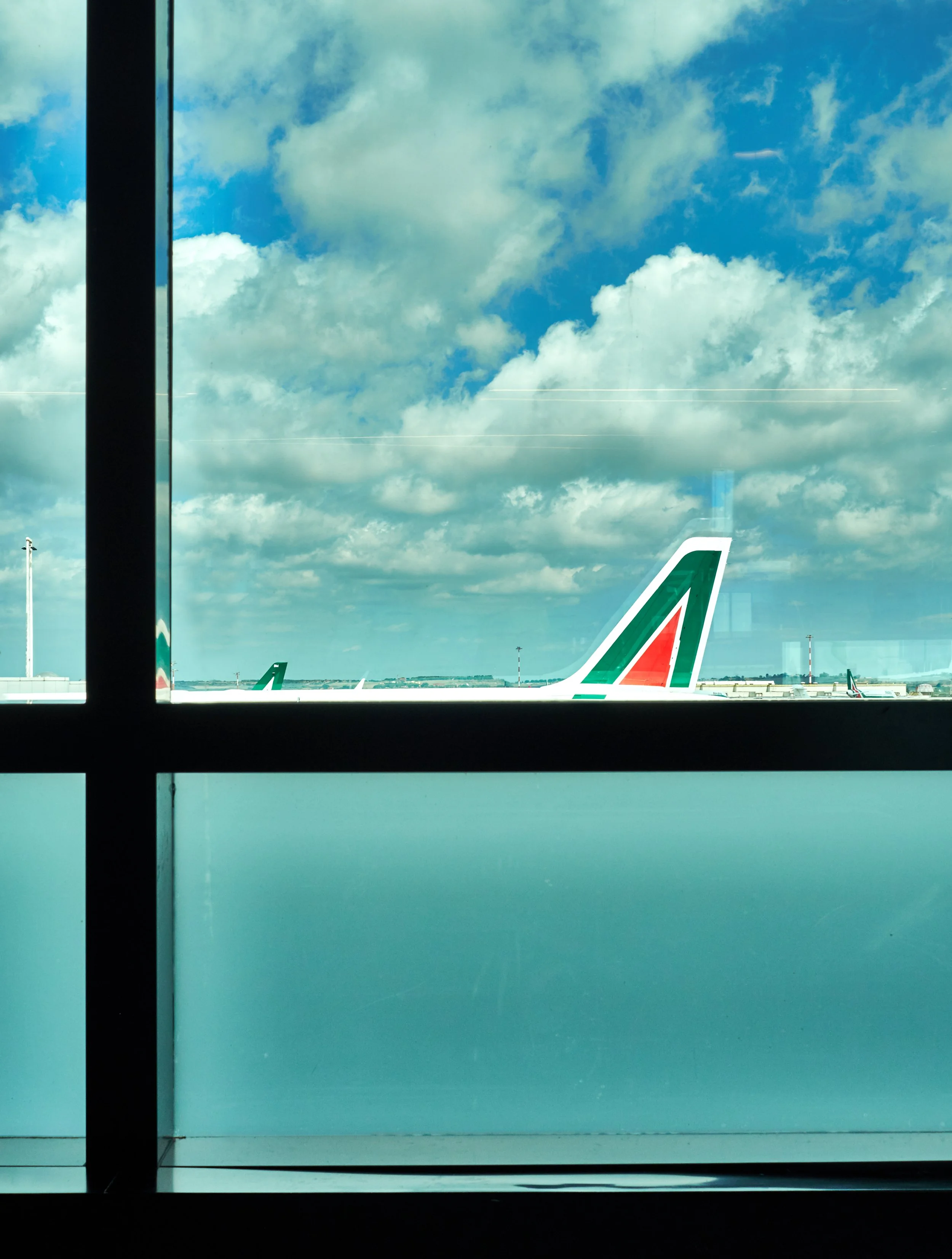 Alitalia jet tail, from Fiumicino window