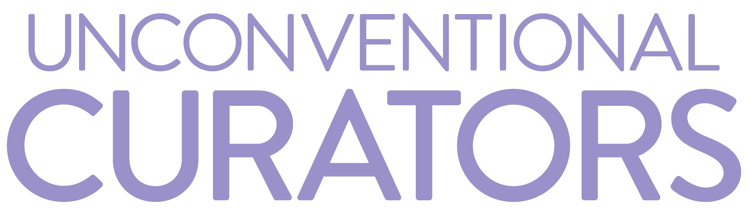 Text reading "Unconventional Curators" in large, purple letters.