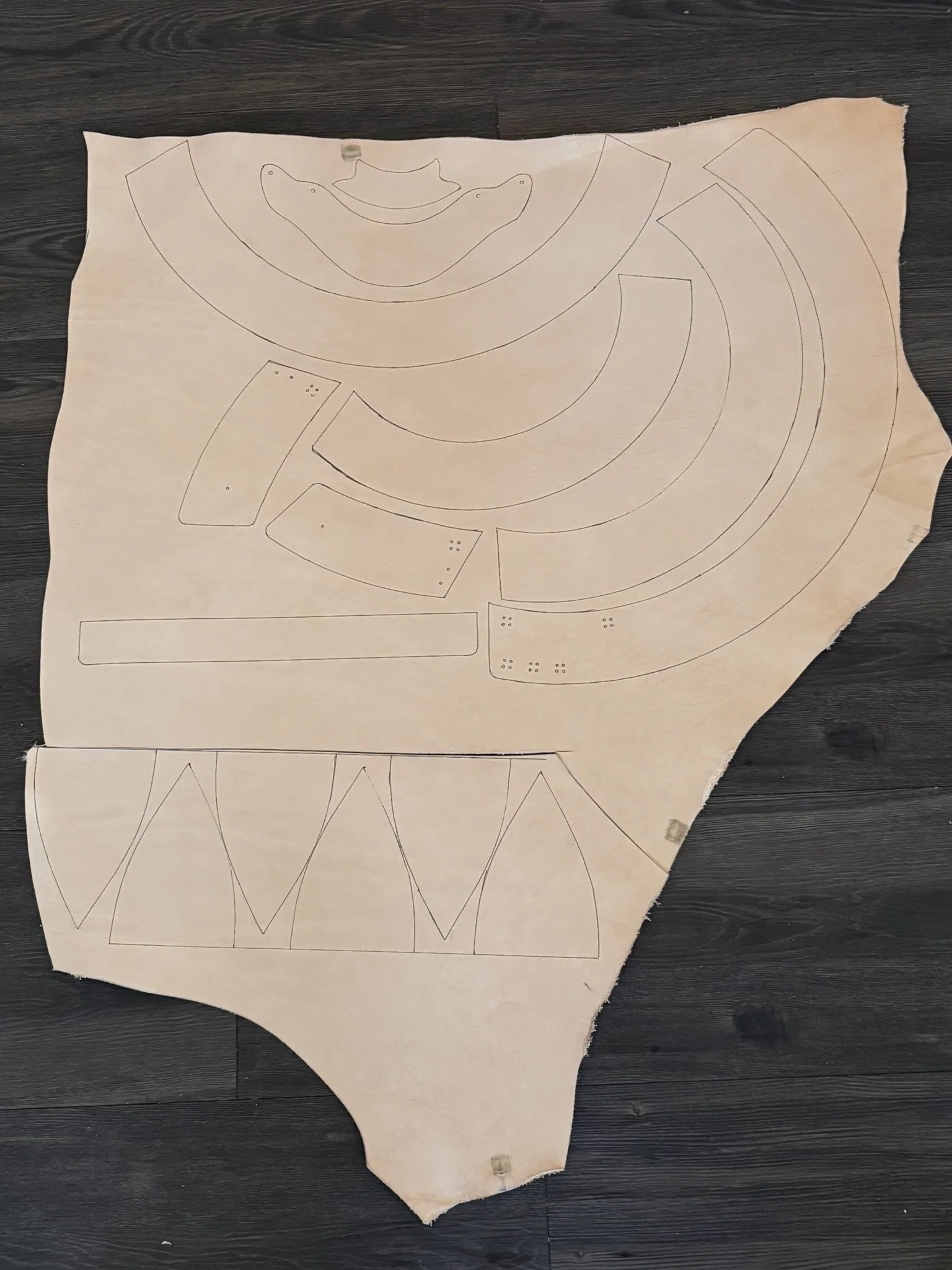 Patterns marked on leather