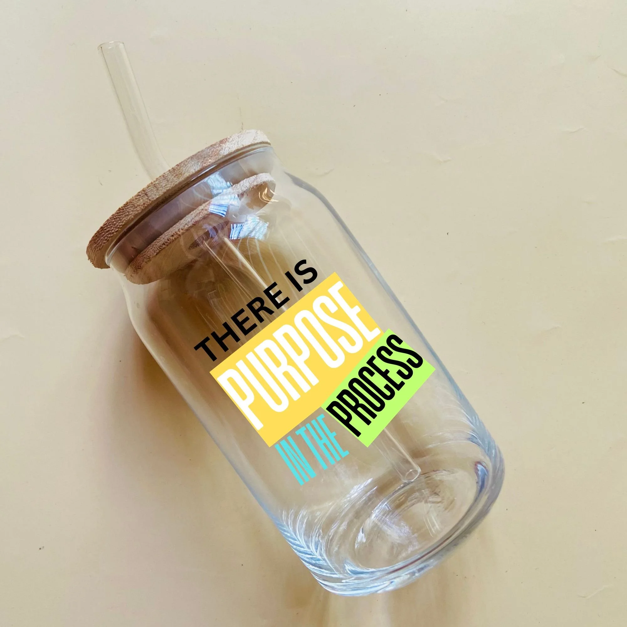 There Is Purpose in the Process Glass Tumbler (Bamboo Lid)