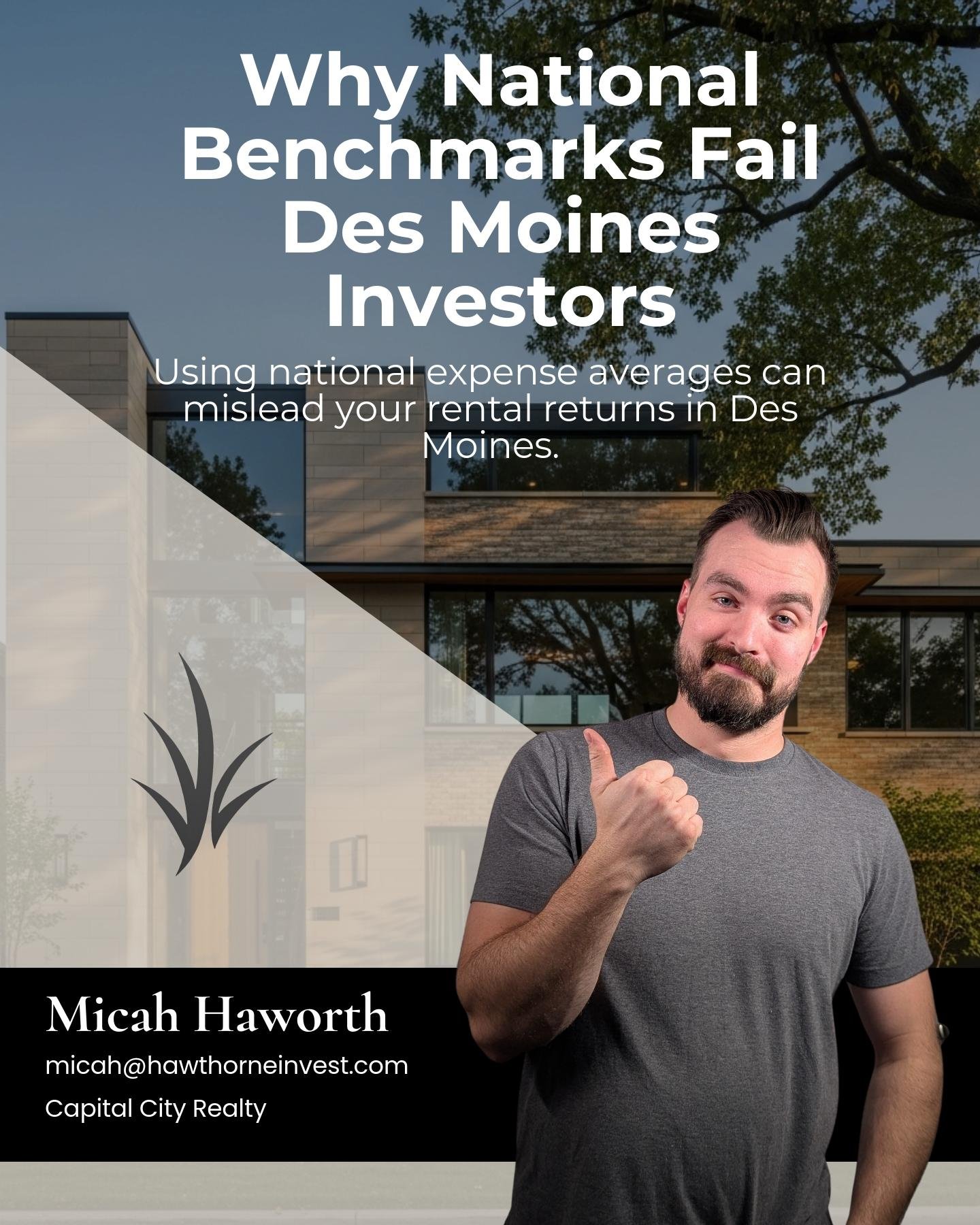Relying on national benchmarks for expenses can hold your Des Moines rental returns back, here&rsquo;s how local analysis changes the game.

Most new investors try to simplify their expense models with national averages for utilities, property taxes,