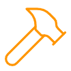 Orange outline of a hammer