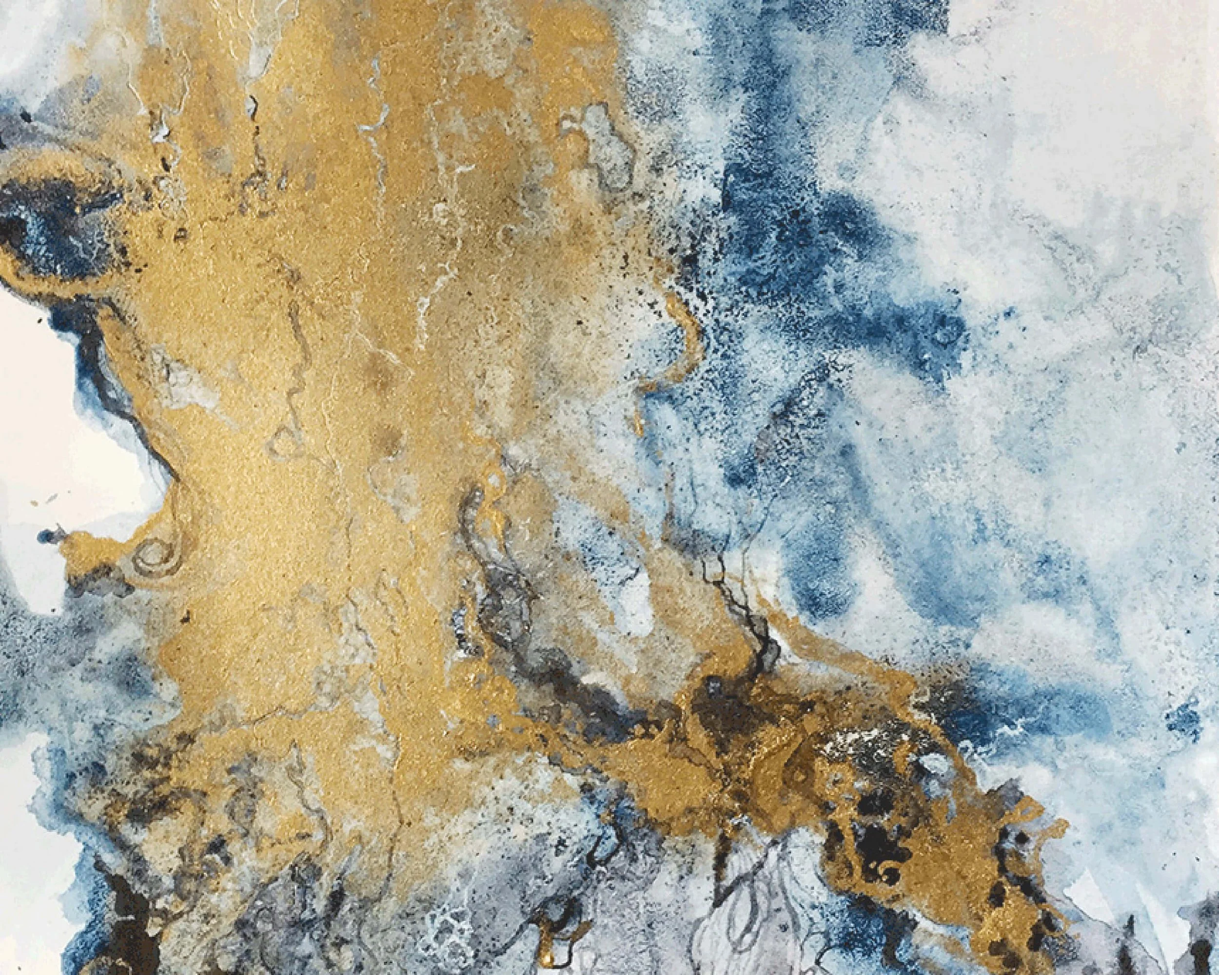 Fluid watercolour and gold ink illustration with contemporary marbling textures created for The Argyle property guides.