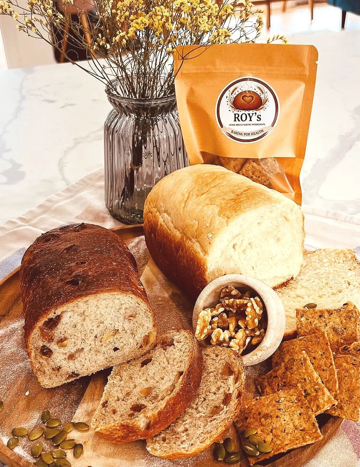 Freshly baked artisan bread