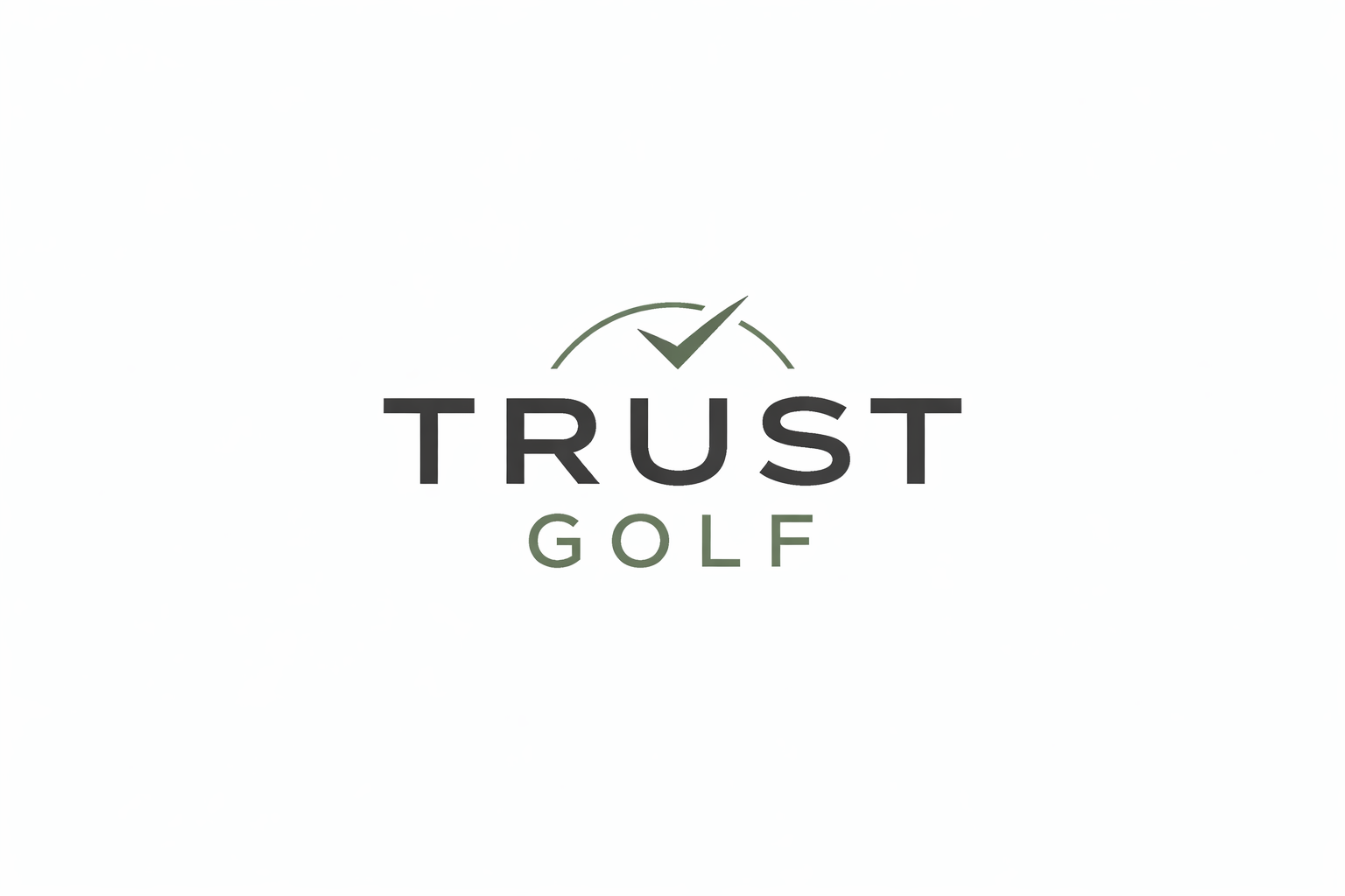 Logo for Trust Golf featuring a check mark and the words 'TRUST GOLF' in black and green text.