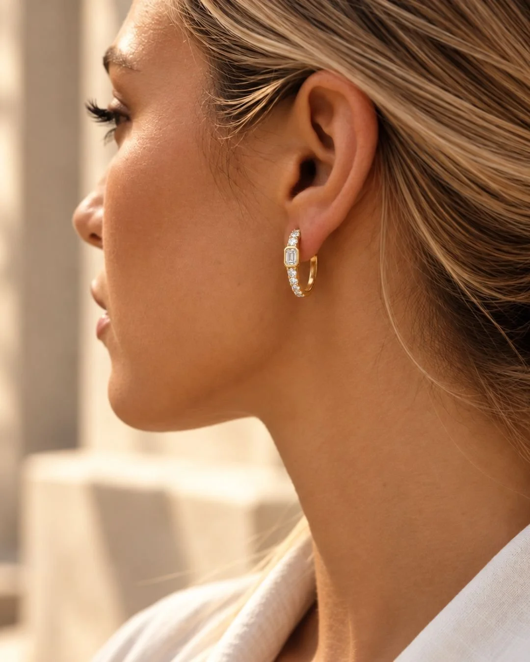 The Gallery Hoops, our new favourites. #Emeraldcutdiamond #Diamondhoops #labgrowndiamonds