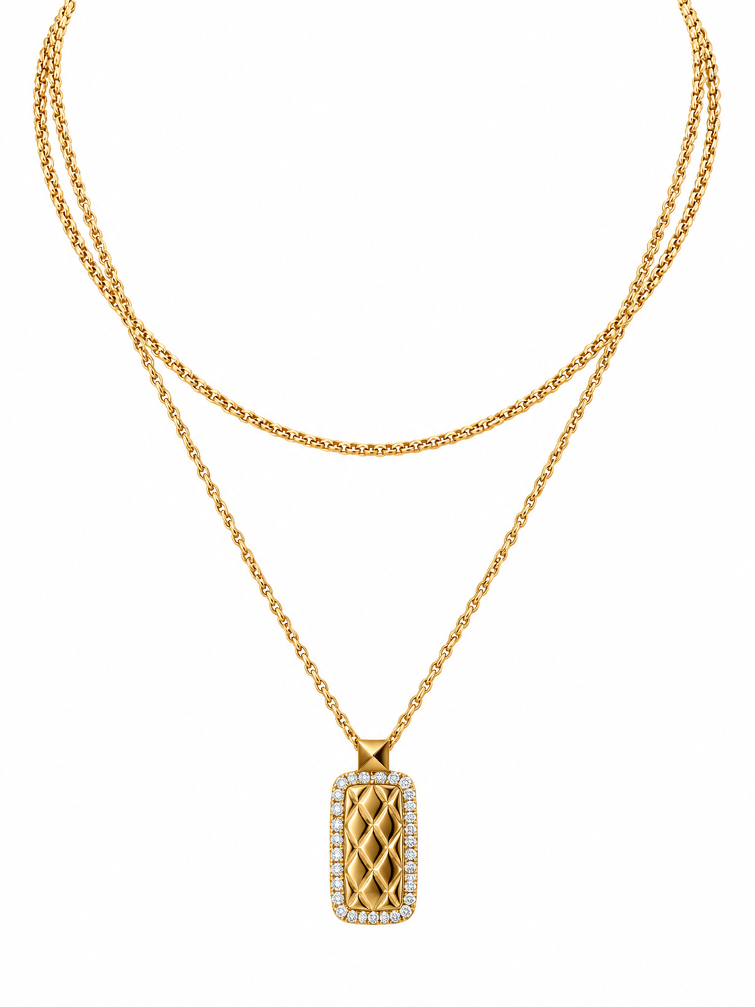 The Layered Diamond Cushion Necklace