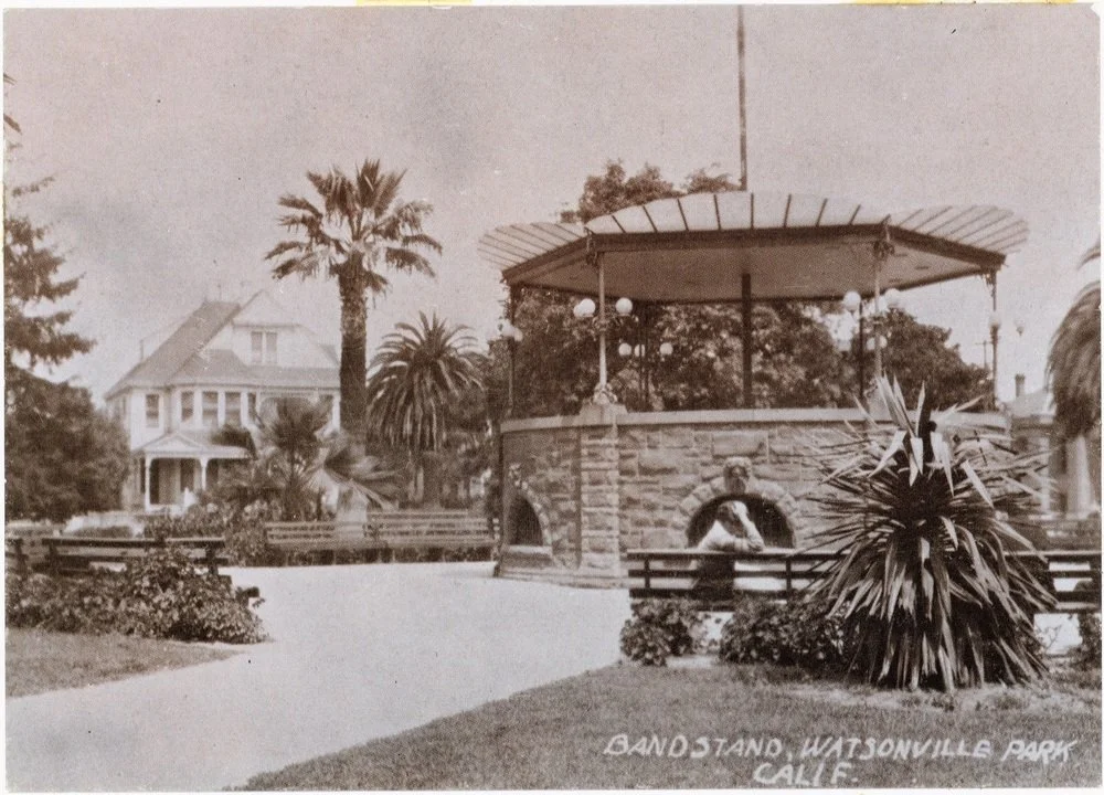 Watsonville Plaza Bandstand, post-1906. Credit: Santa Cruz Public Library 