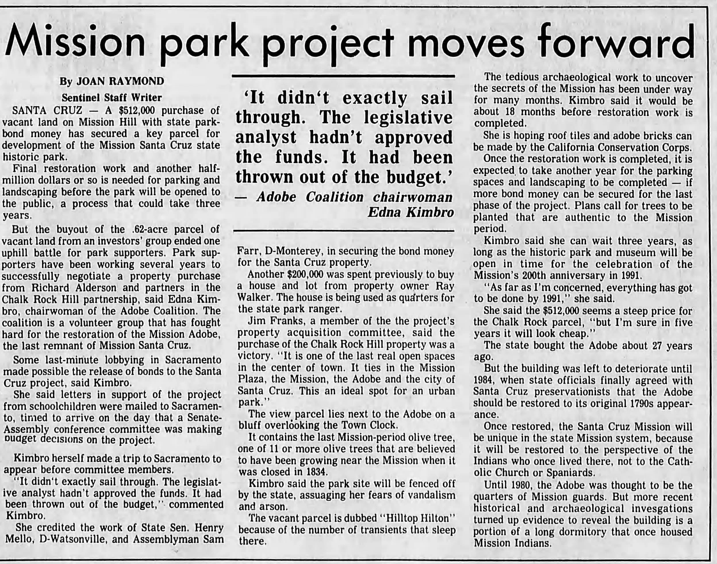 Santa Cruz Sentinel, October 3, 1986.