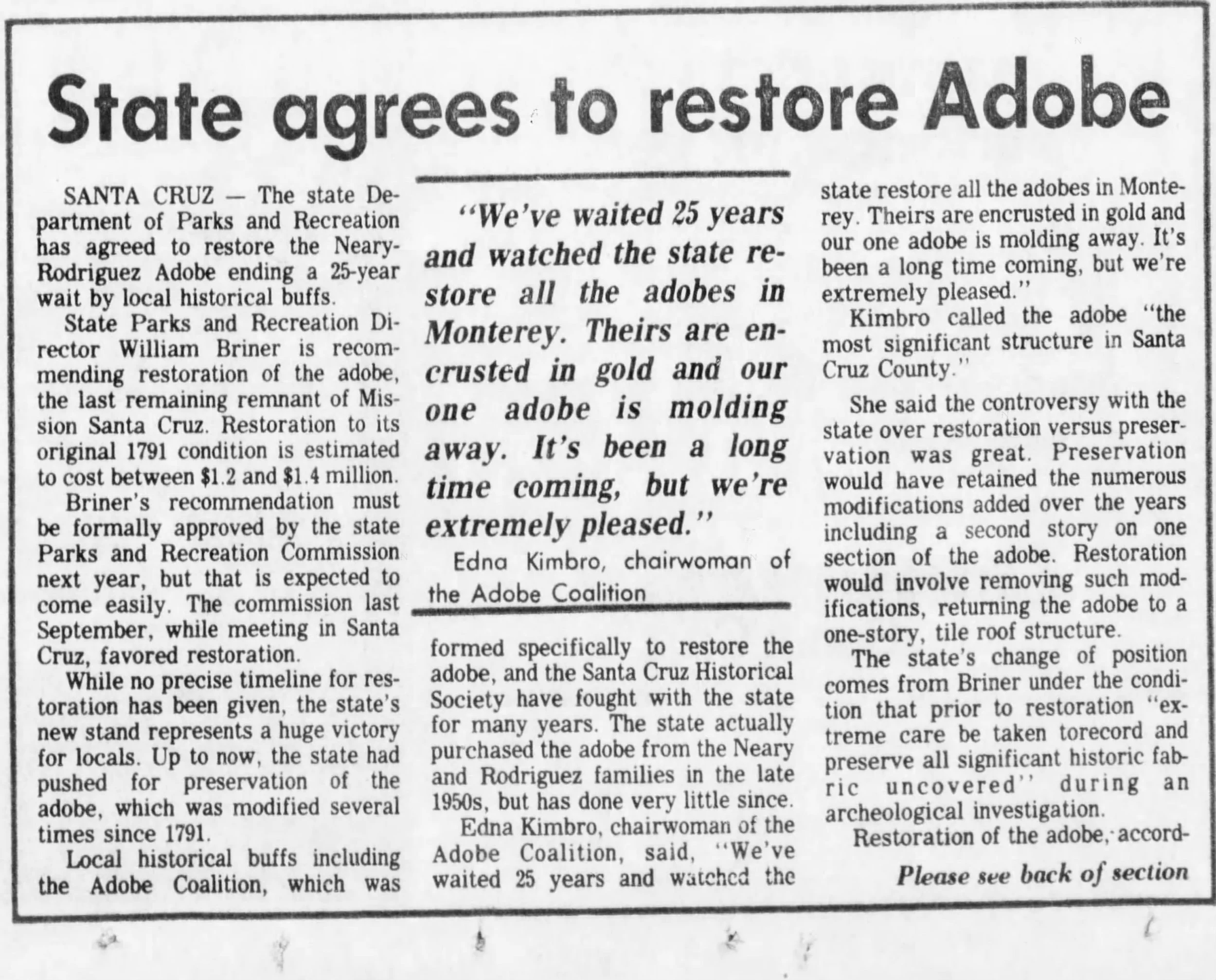 Santa Cruz Sentinel, Nov 20, 1983.  Page 1