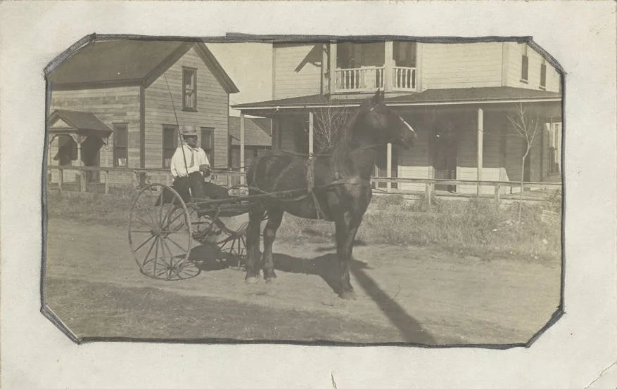 Example of horse and carriage, c1908.  Credit:   Northeastern California Historical Photograph Collection