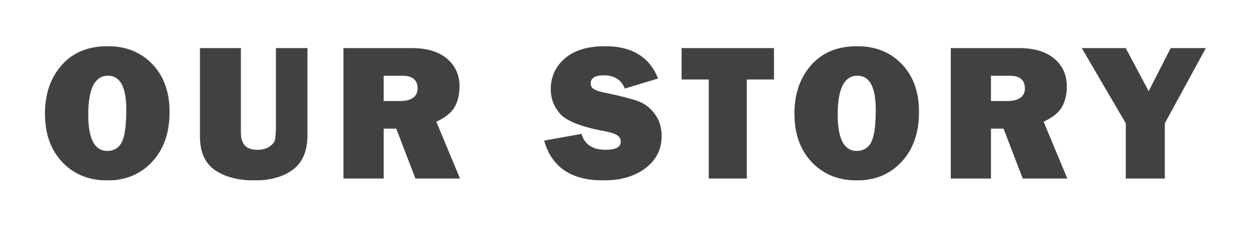 Large black text that reads 'OUR STORY'.