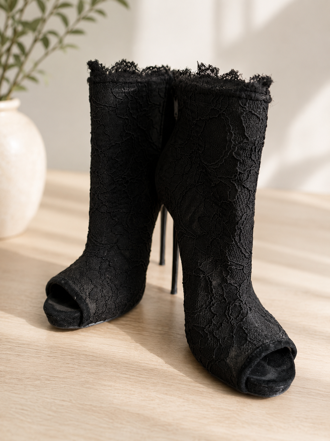 Lace High Heel Booties.PNG
