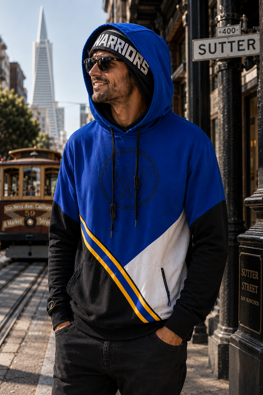 FISLL NBA Golden State Warriors Colorblock Performance Hoodie – M