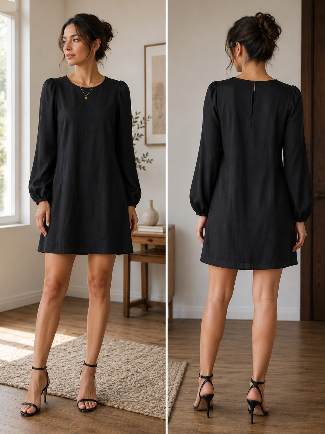 Wilfred Long Sleeve Black Shift Dress – Size Large