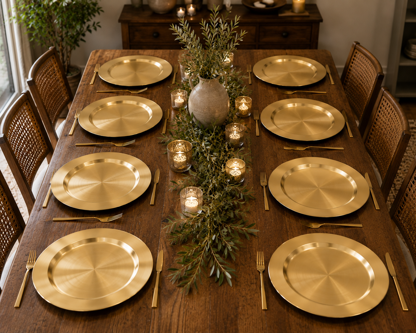 Crate & Barrel Gold Charger Plates – Set of 8