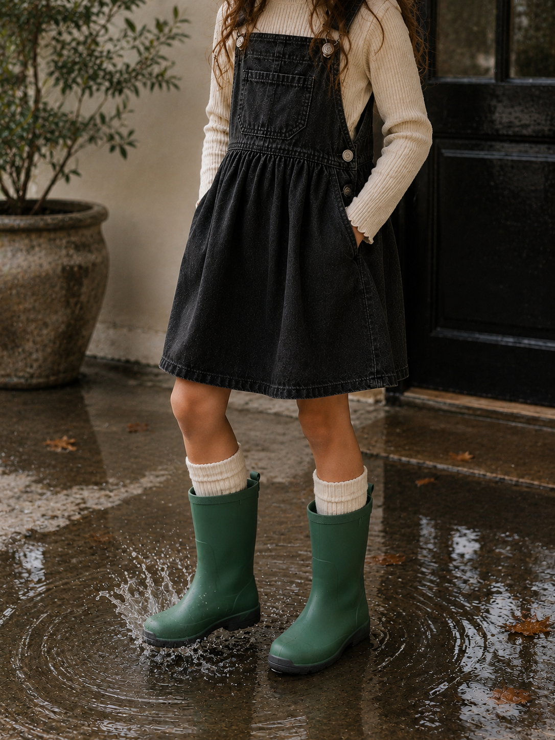 BOGS Kids Classic Waterproof Rain Boots – Youth Large (YL) – Green