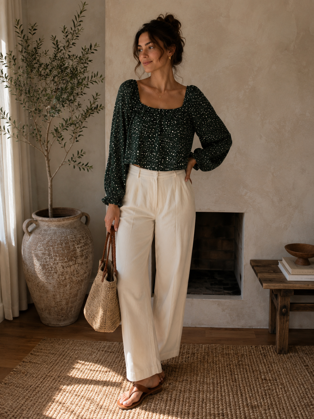 A:F Hunter Green Polka Dot Top.PNG