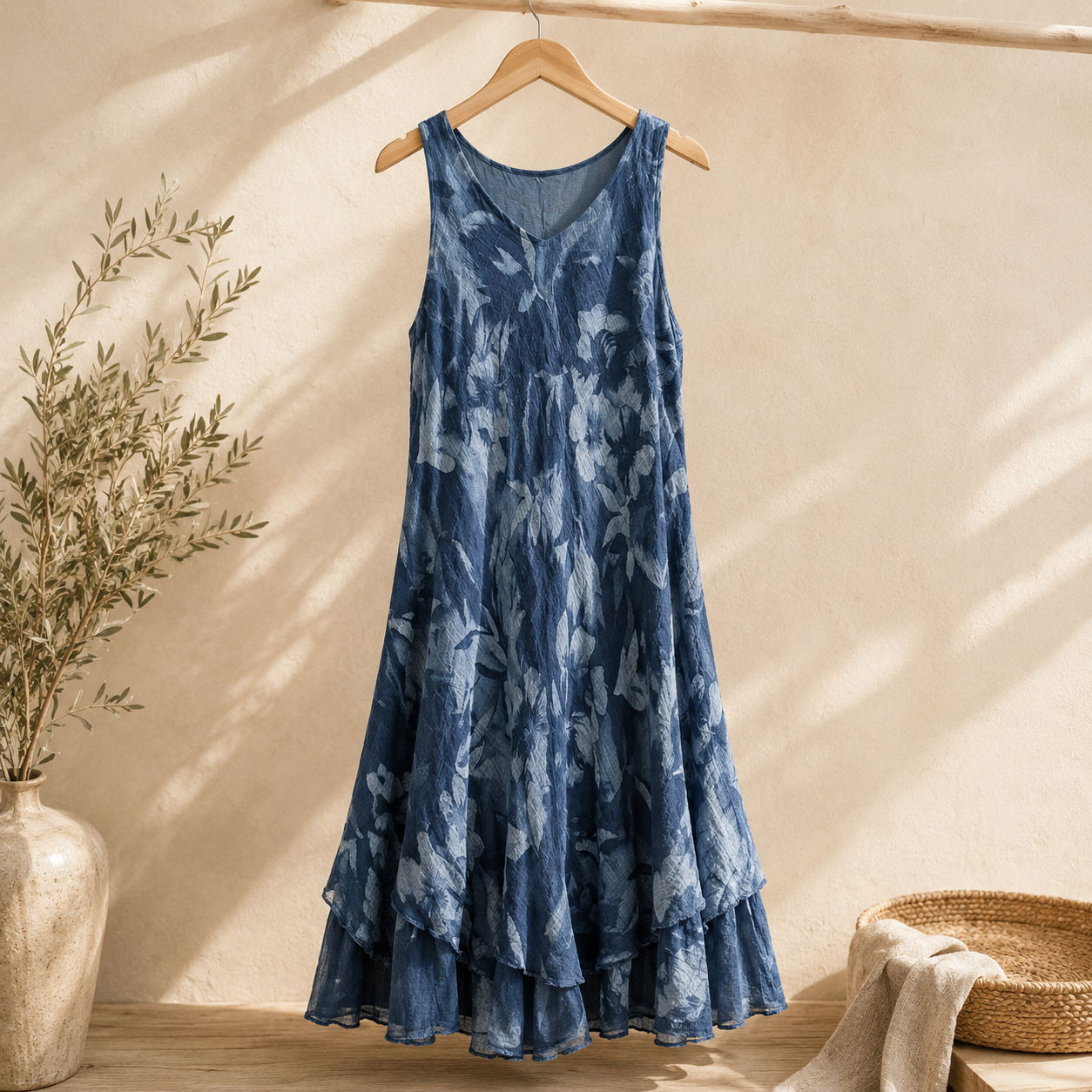 Blue Floral Linen Dress.PNG
