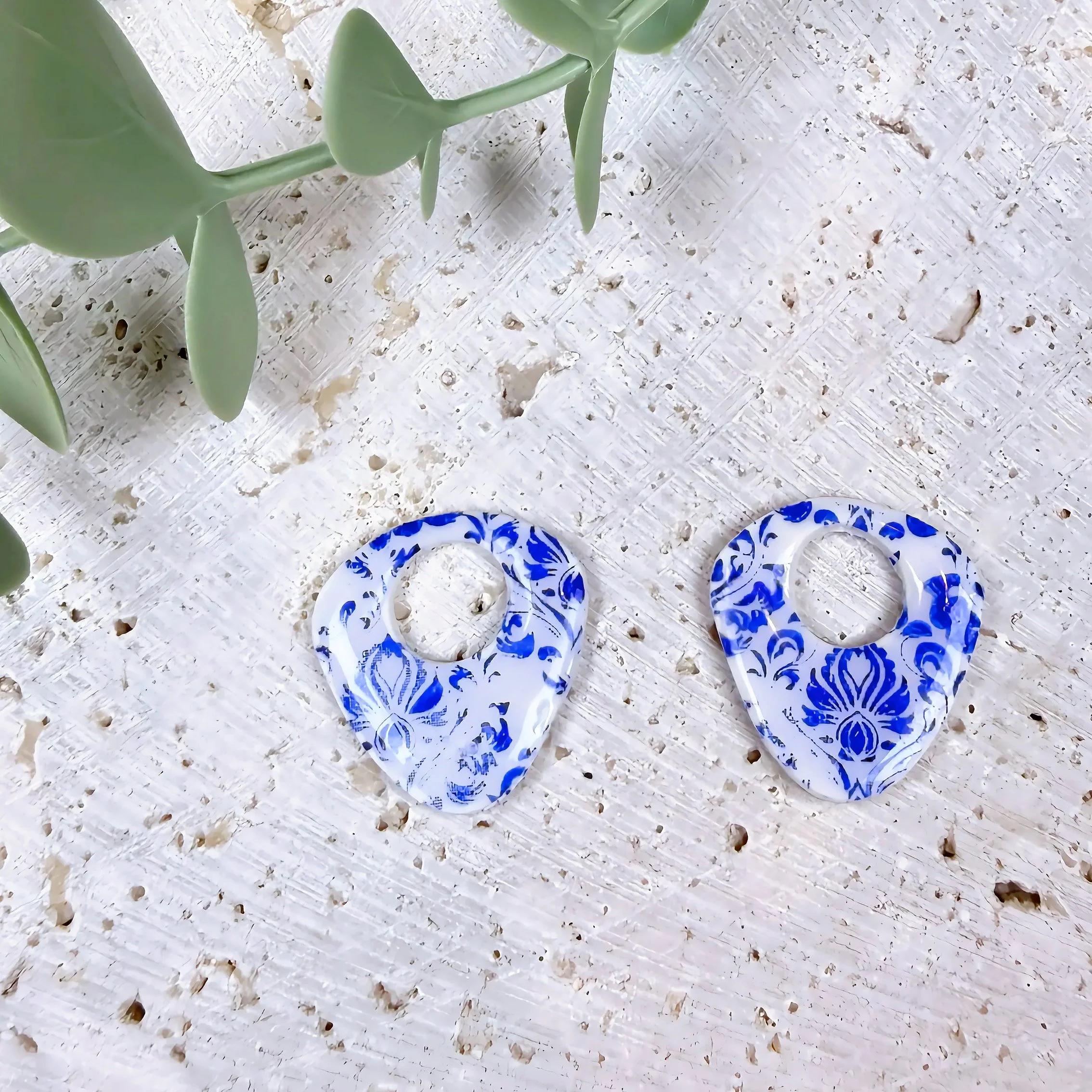 Blue Damask Arrow Earrings— Interchangeable
