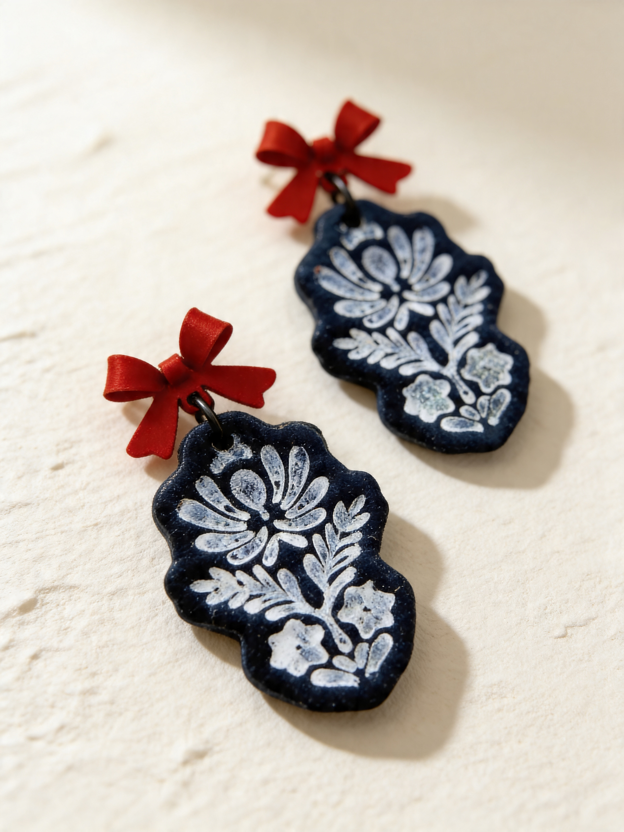 paloma-clay-black-floral-damask-red-bow-earrings.png