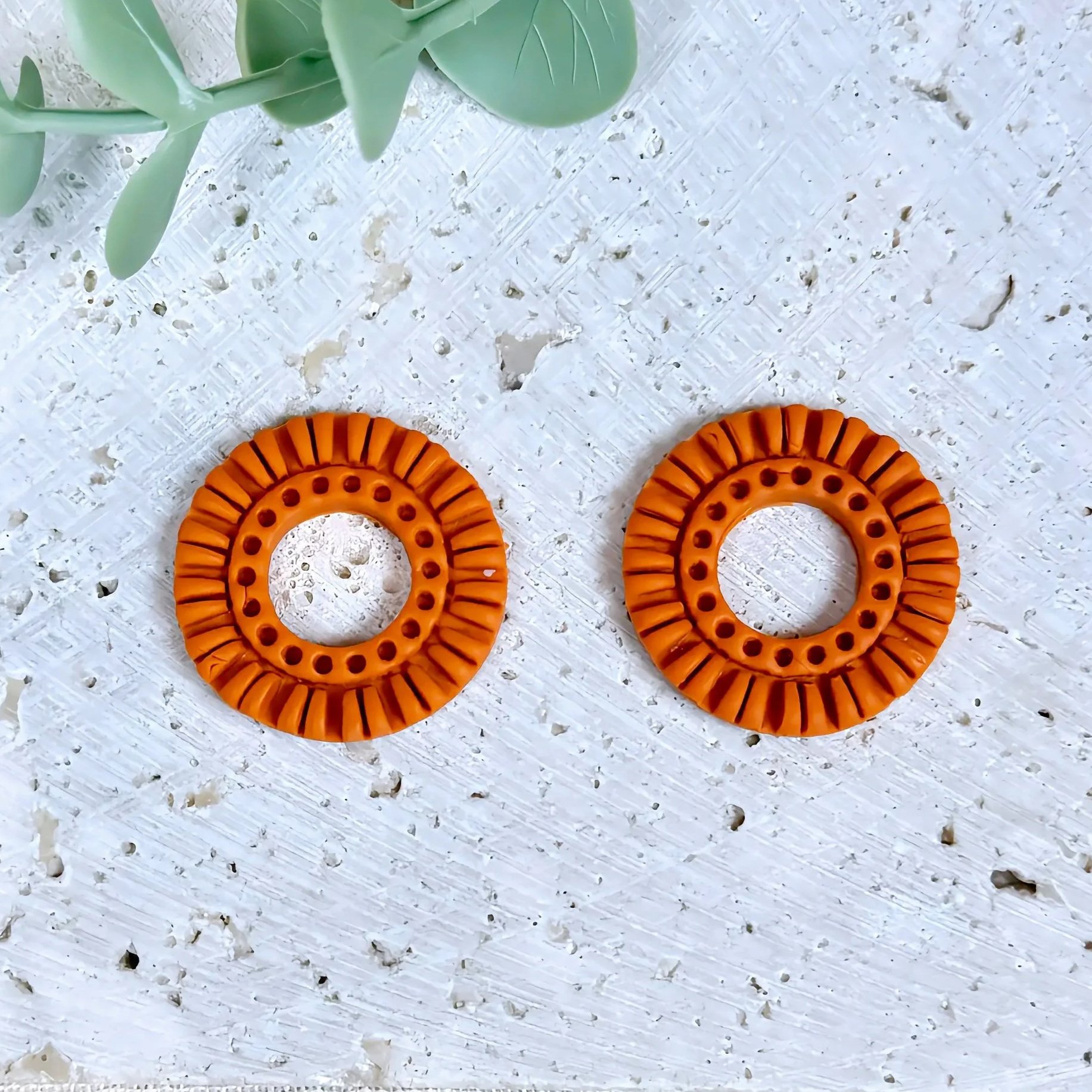 Sunburst Circle Earrings (Burnt Orange or Crimson) — Interchangeable