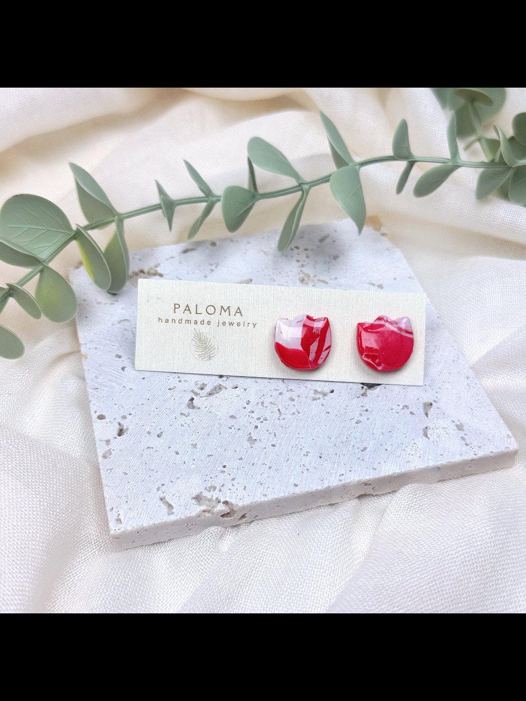 Red Tulip Studs — Glossy