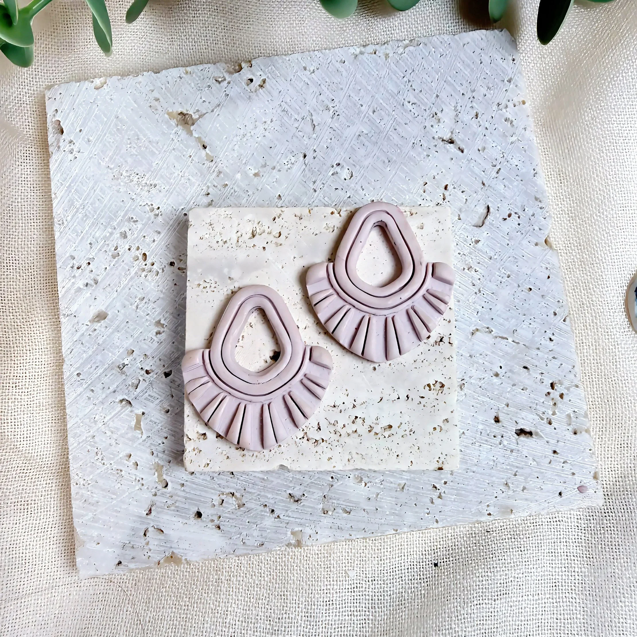 Light Pink Fan Drop Earrings — Interchangeable
