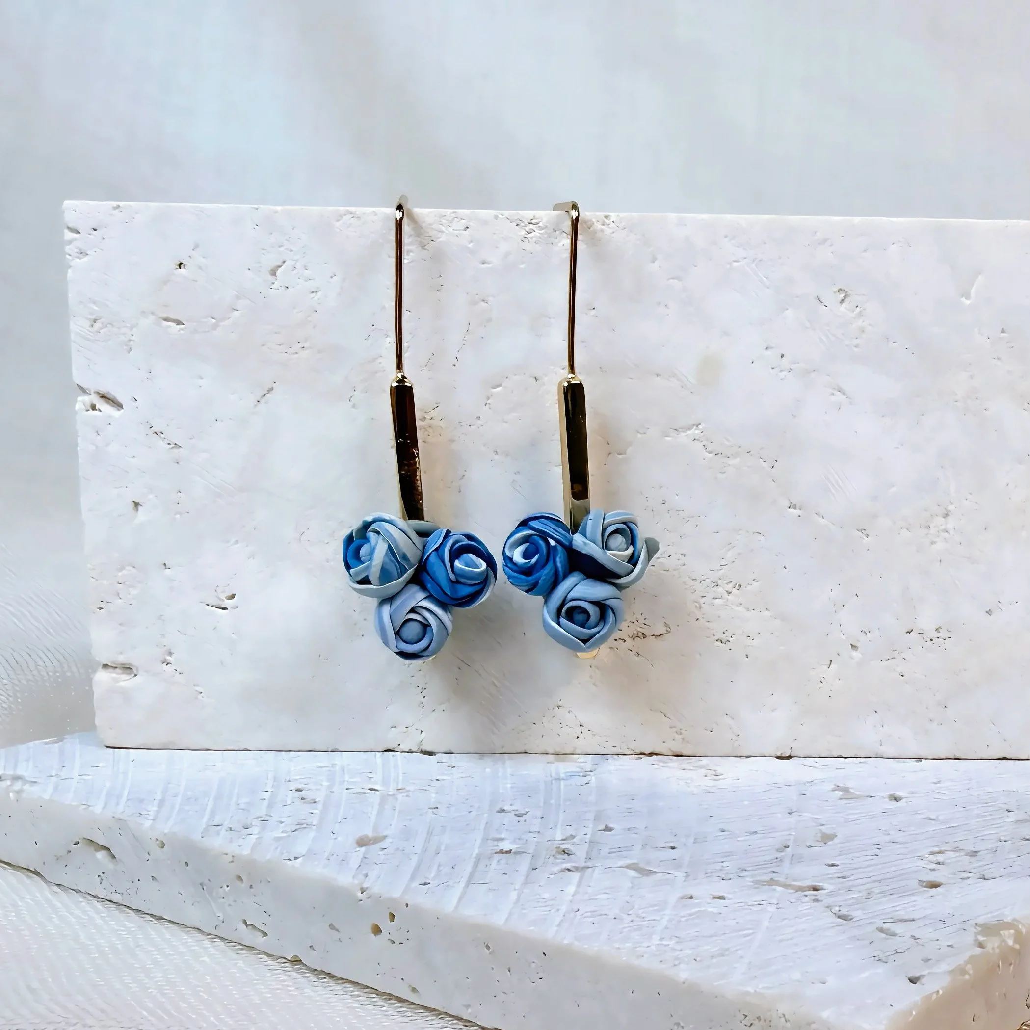 Blue Hues Rose Earring