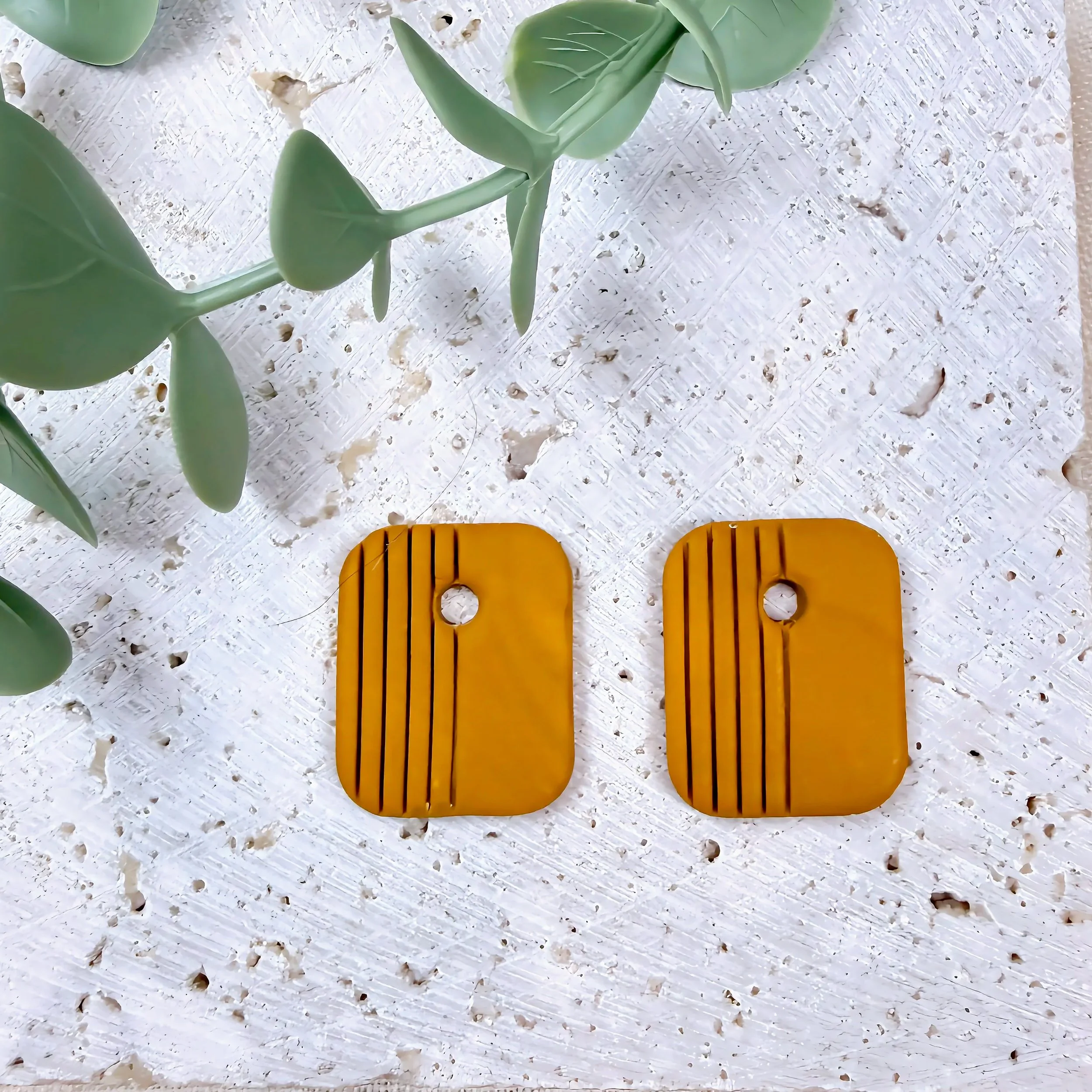 Mustard Line Square Earrings — Interchangeable