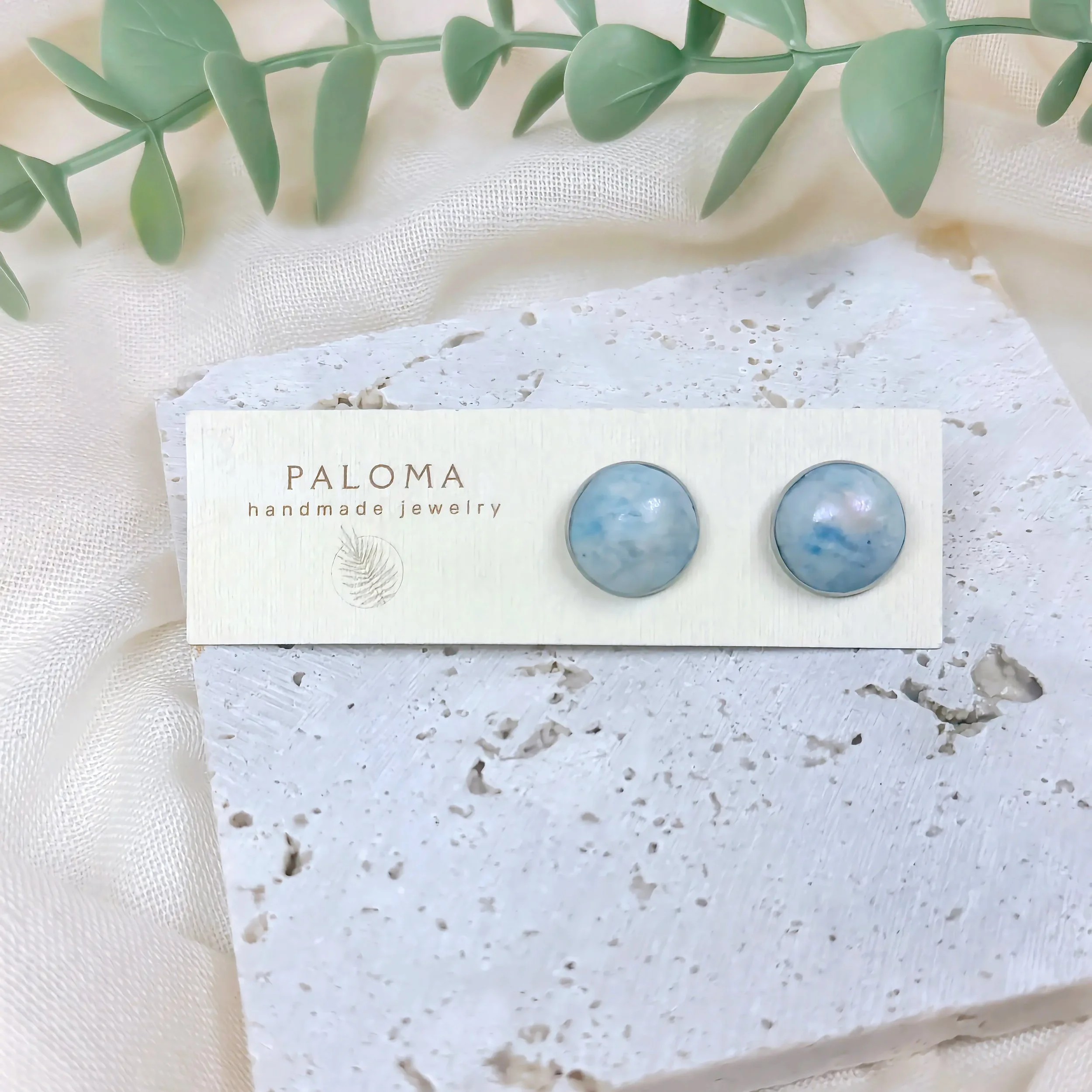 Blue Marble Circle Studs