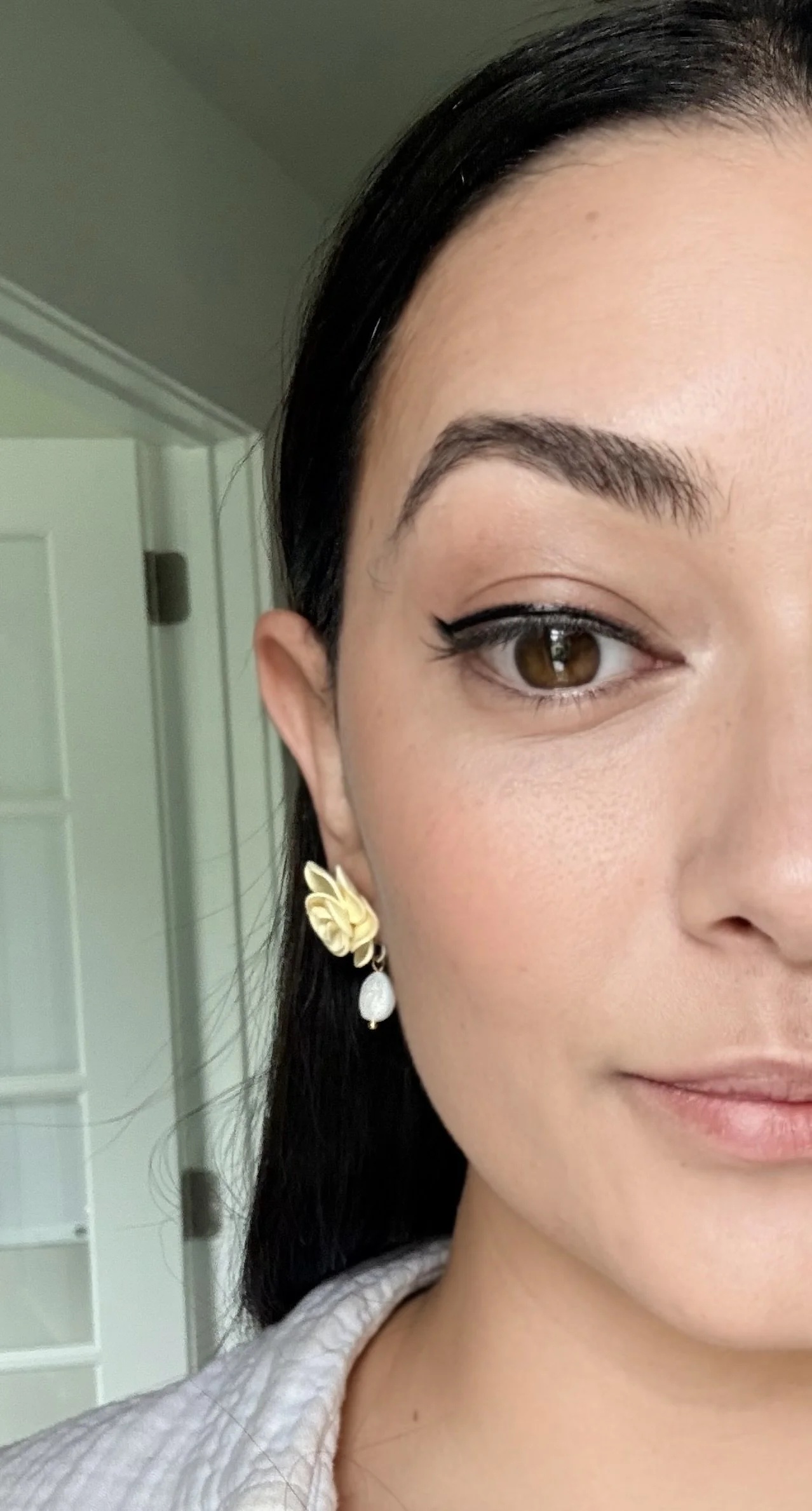 Belle Yellow Rose & Pearl Drop Studs