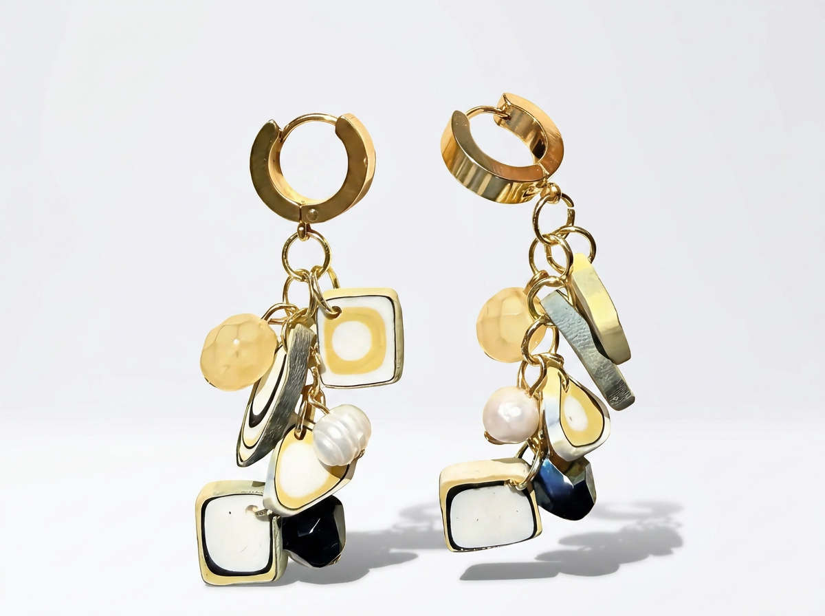 Gustav Klimt Inspired Charm Dangle Earrings