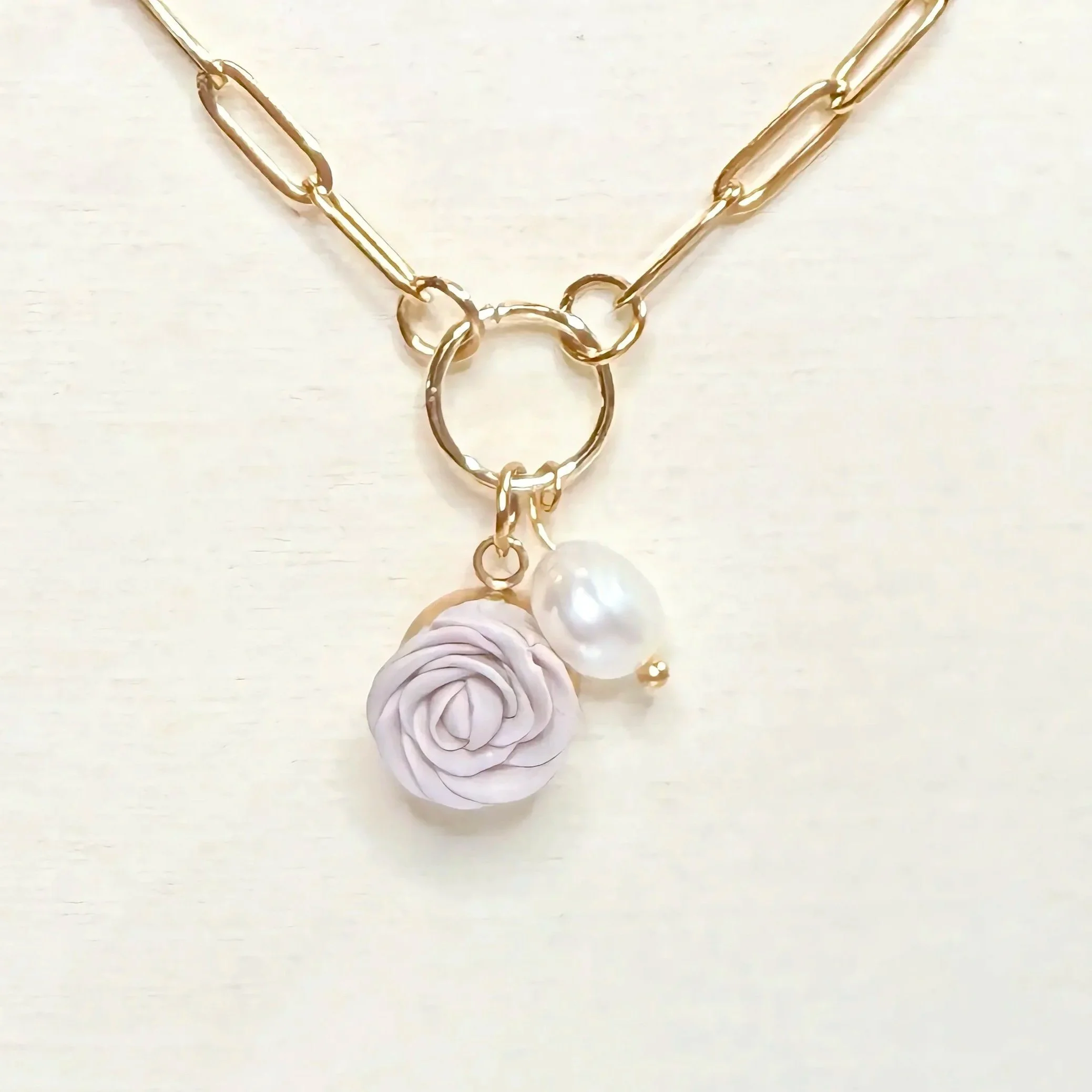 Rose & Pearl Charm Necklace