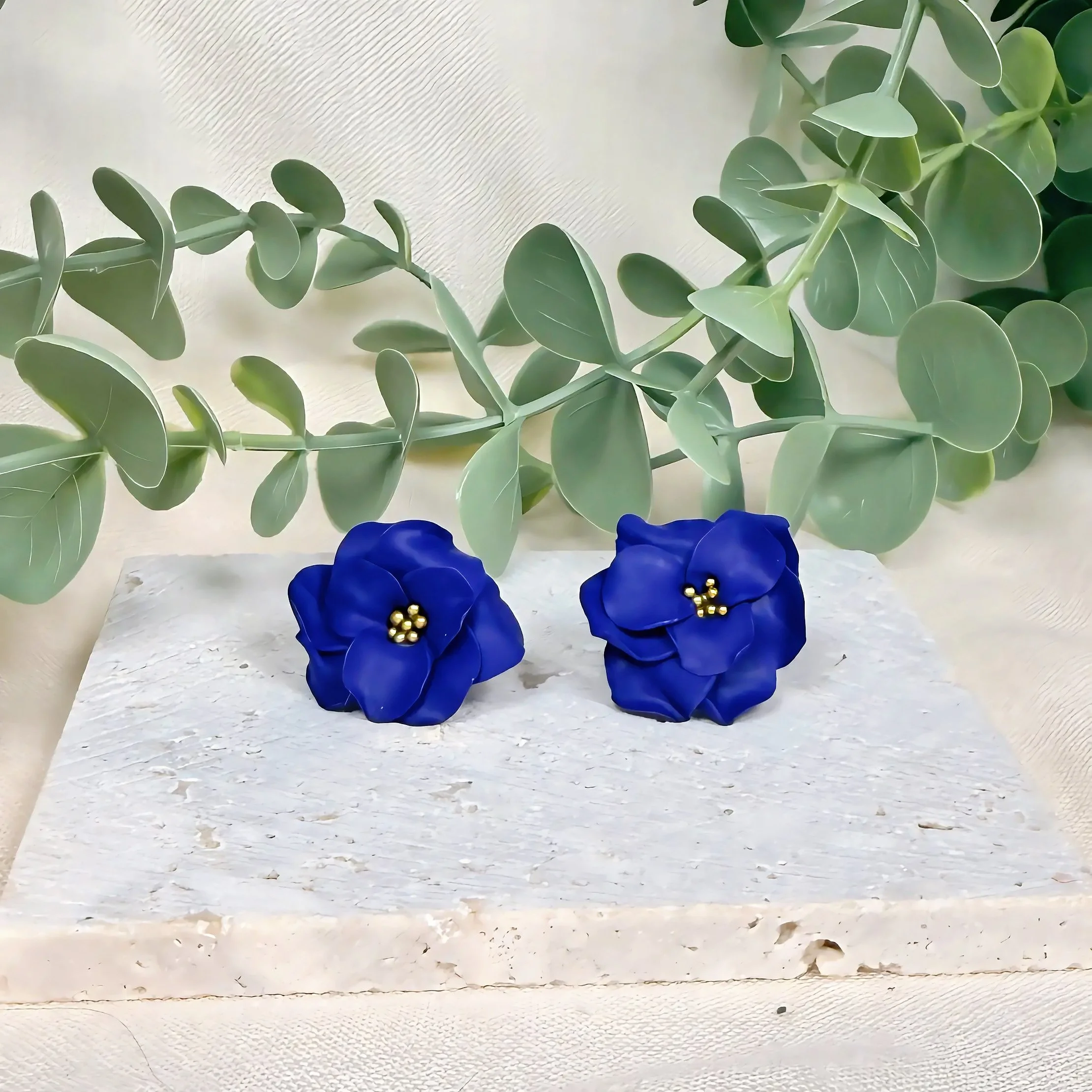 Cobalt Blue Flower Stud Earring