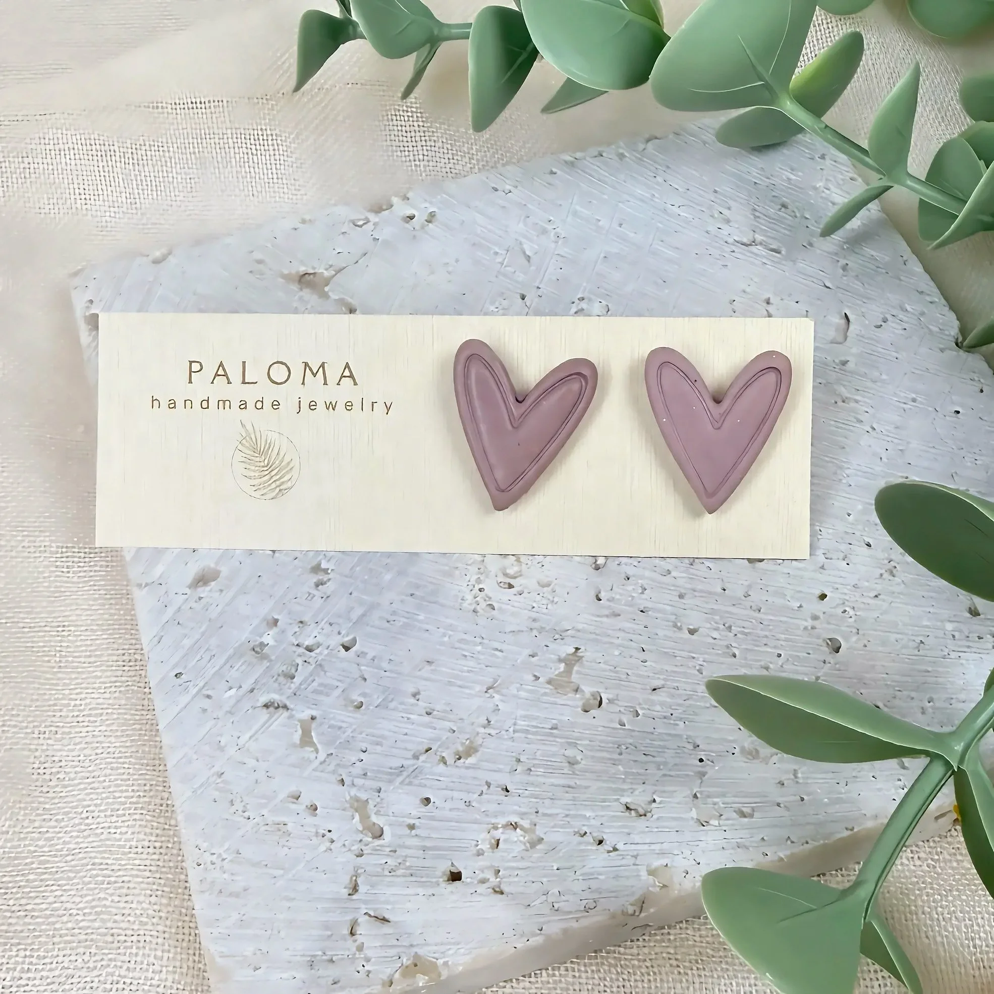 Mauve Heart Studs