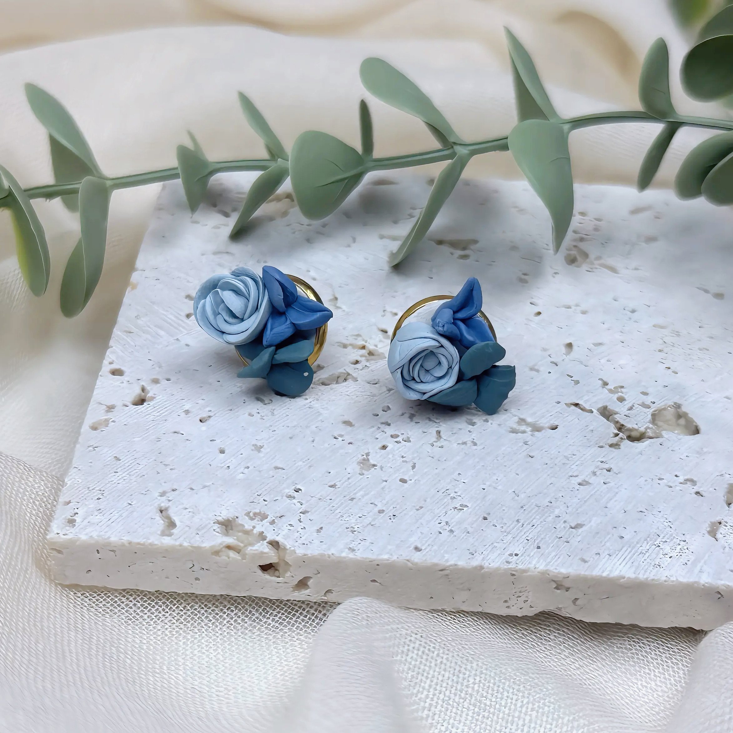Blue Hues Flower Cluster Studs