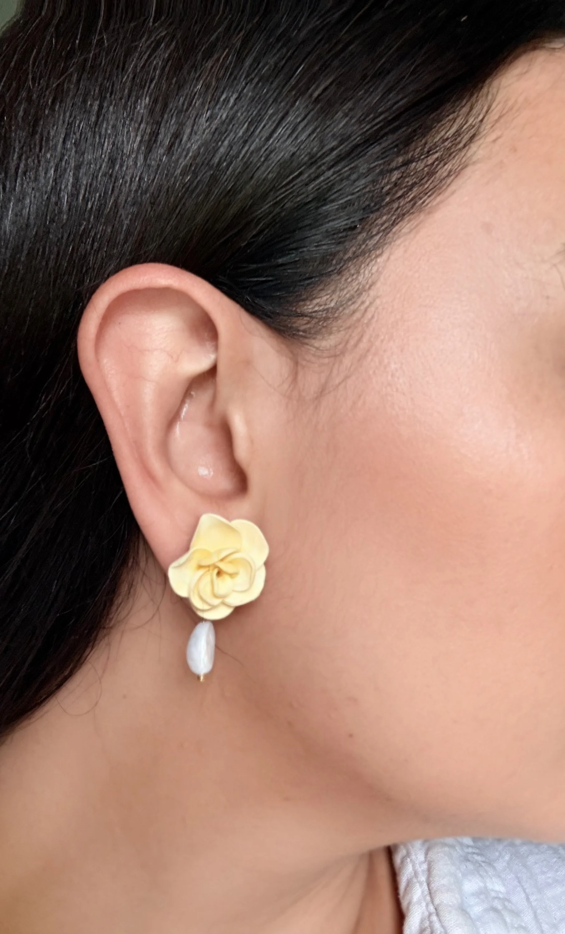 Paloma_Clay_Earrings_Yellow_Rose_Studs_Side.jpeg