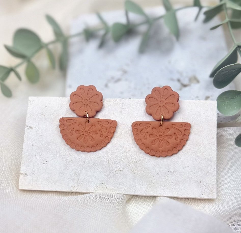 Terracotta Floral Medallion Dangles