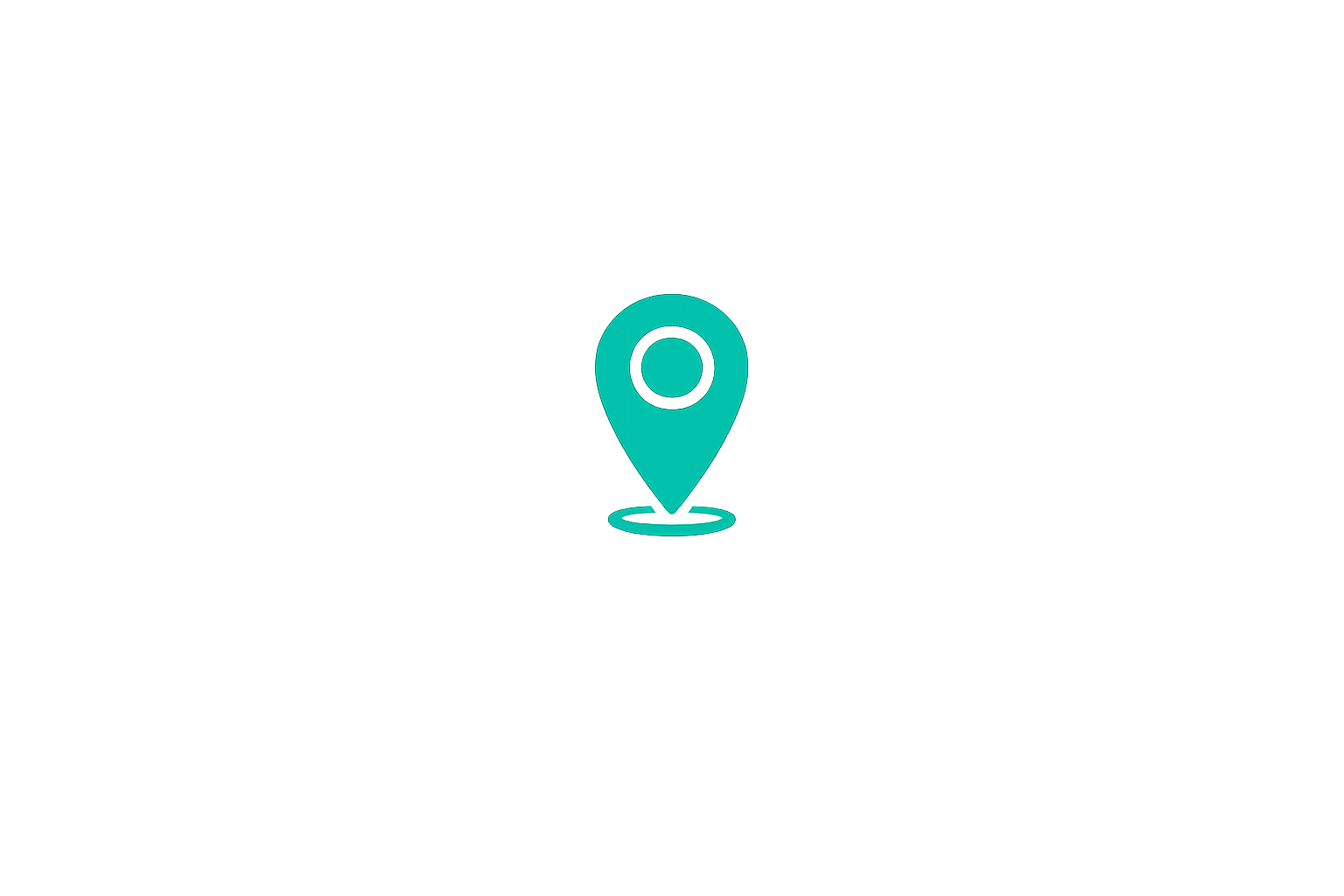 A digital map icon featuring a teal location pin on a black background.