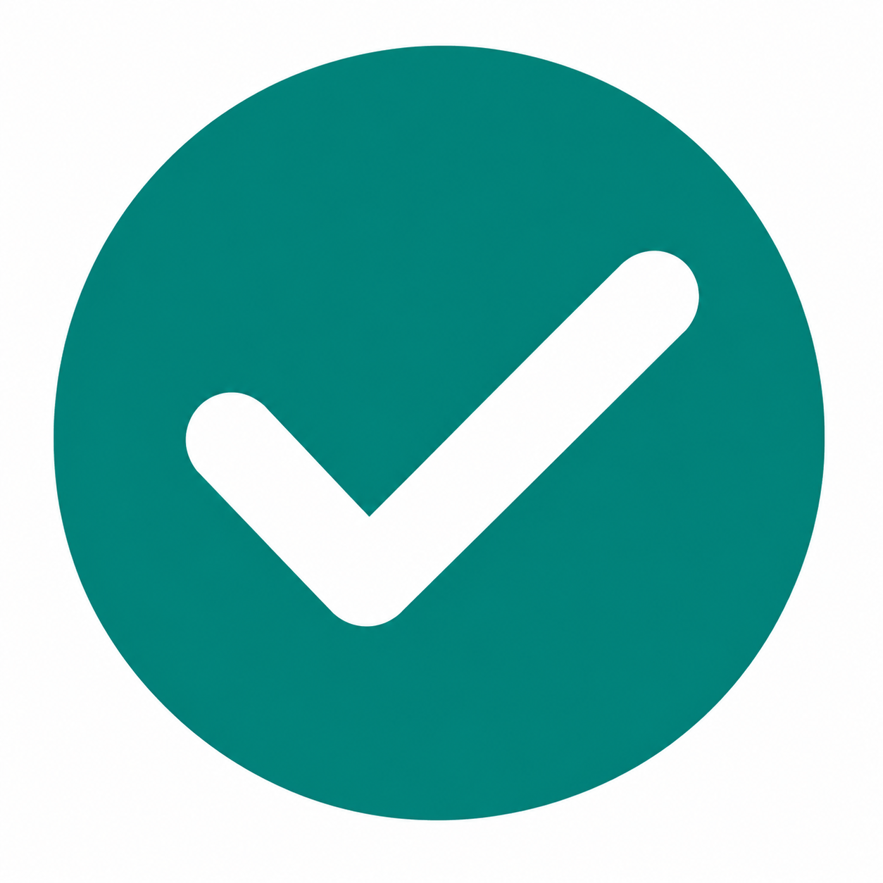 Green circle with a white check mark in the center.