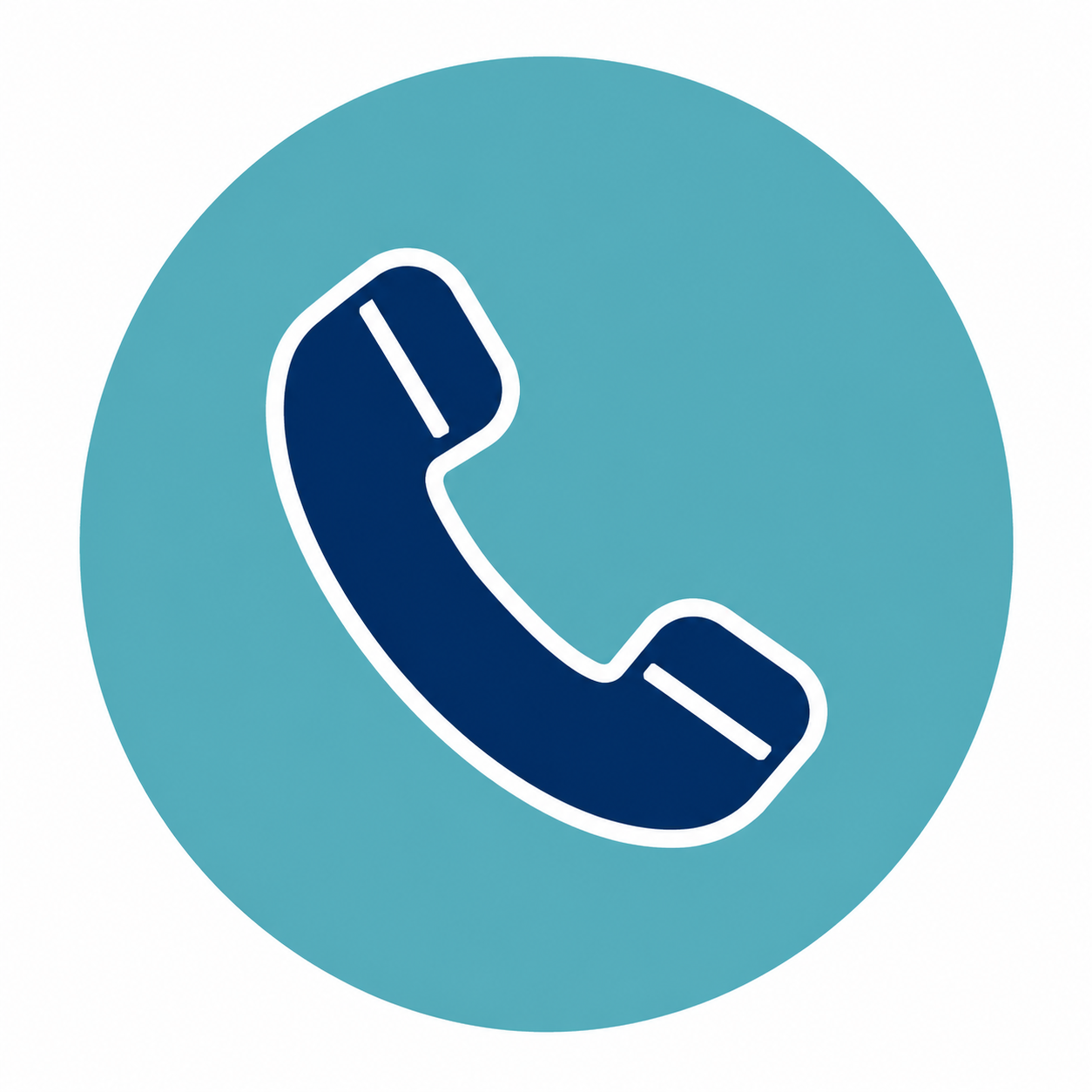 Icon of a telephone handset inside a blue circle, indicating phone or call functionality.