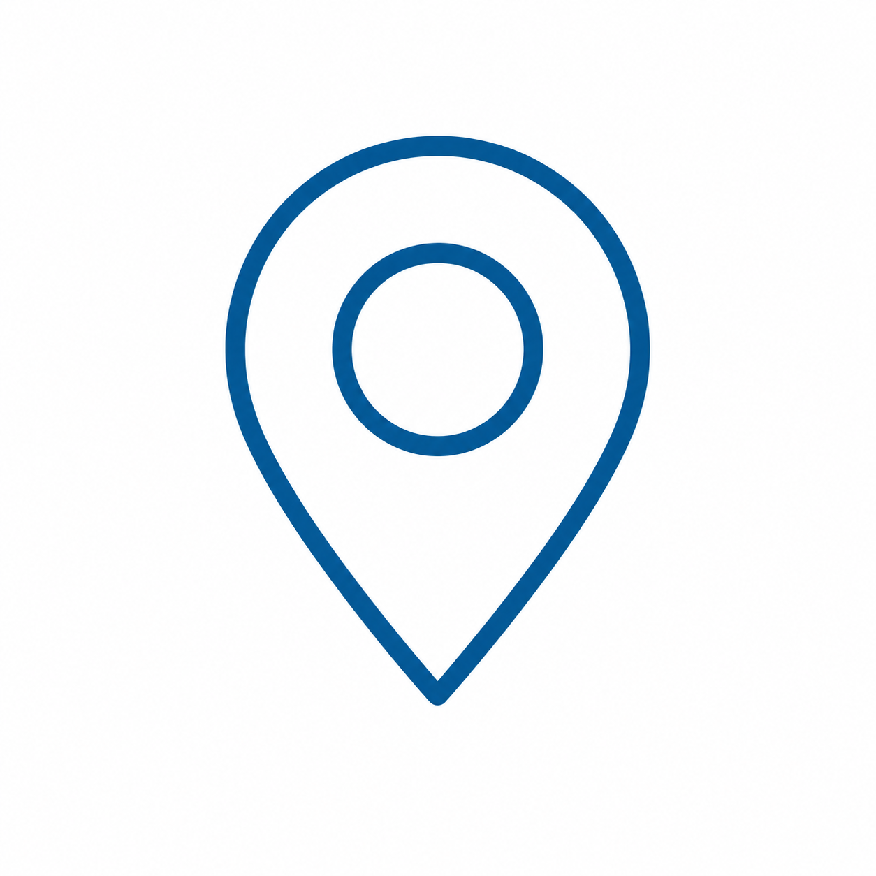 Blue GPS location pin icon on a white background.