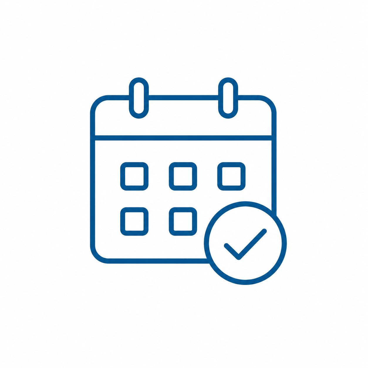 Icon of a calendar with a checkmark symbol, indicating scheduled or completed event.