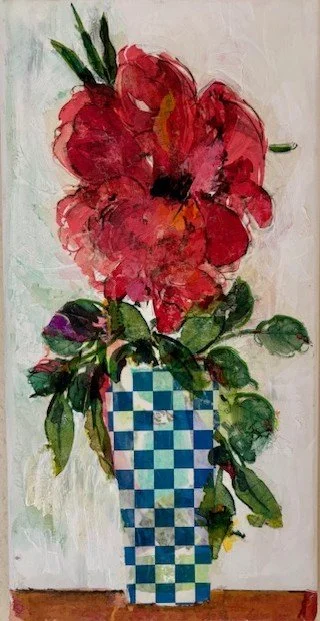 Rosy Attitude, mixed media 8x16, $135