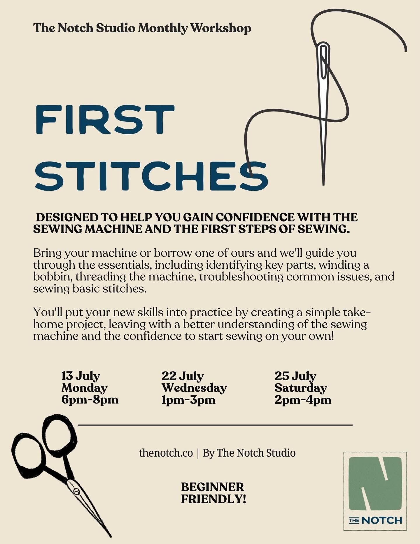 Our First Stitches classes were created after we got so much feedback from people who had purchased machines, but once it came time to thread them and wind a bobbin, they felt intimidated. These sessions are built to demystify the sewing machine and 